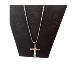 Cross Pendant Necklace Men Women Stainless Steel Tree of Life Necklace Chain